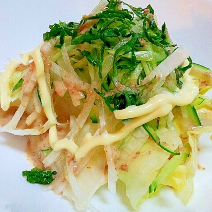 大根ときゅうりとレタスの マヨごまドレ和風サラダ レシピ 作り方 By ラズベリっち 楽天レシピ